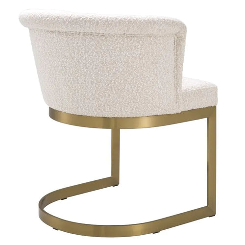 Mid-Century Modern Dining Chair – Cream Boucle, Brushed Brass Frame
